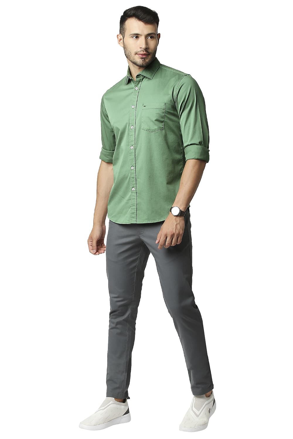 BASICS SLIM FIT TWILL STRETCH SHIRT