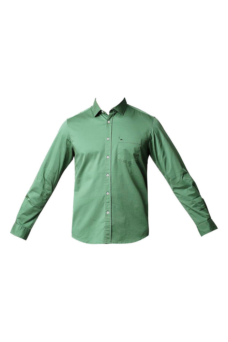 BASICS SLIM FIT COMFREY GREEN TWILL STRETCH SHIRT