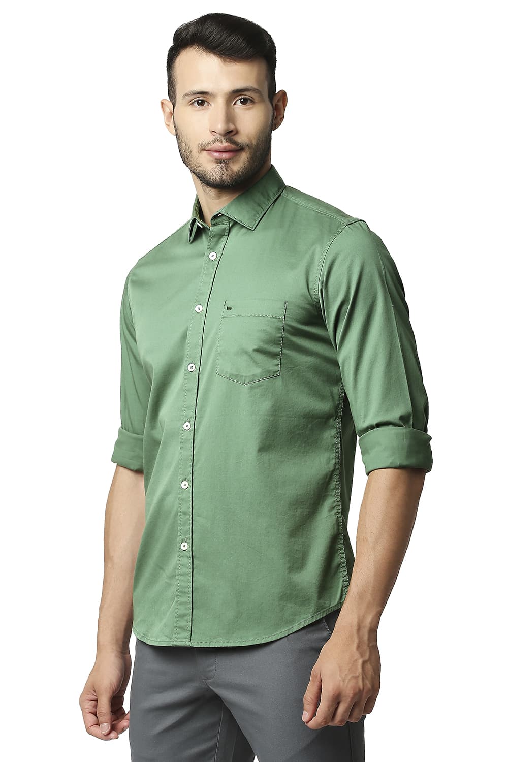 BASICS SLIM FIT TWILL STRETCH SHIRT