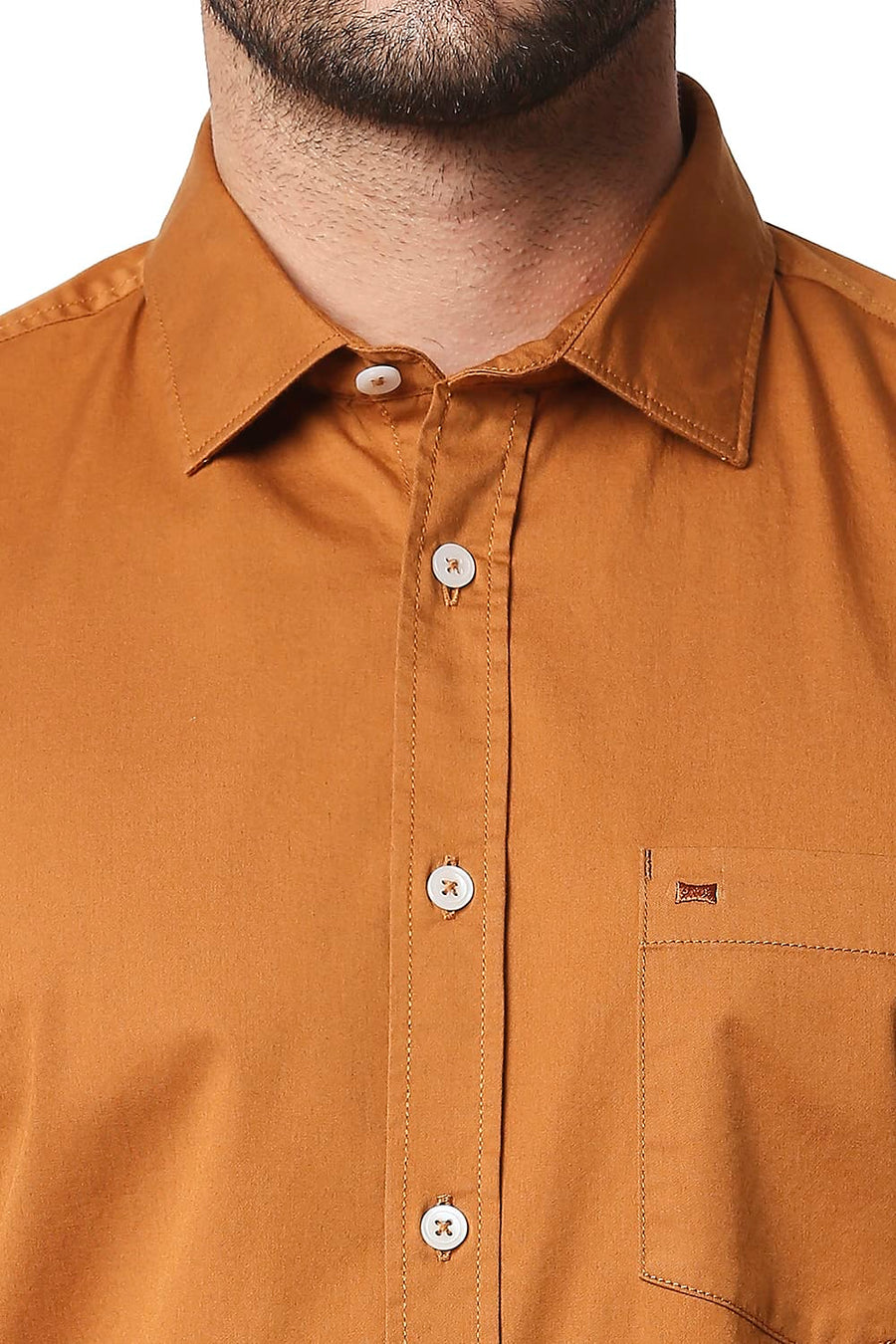 BASICS SLIM FIT ROASTED KHAKI TWILL STRETCH SHIRT