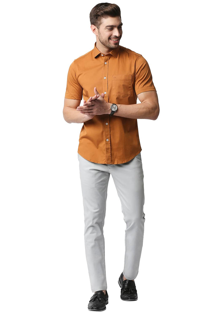 BASICS SLIM FIT TWILL STRETCH HALFSLEEVES SHIRT