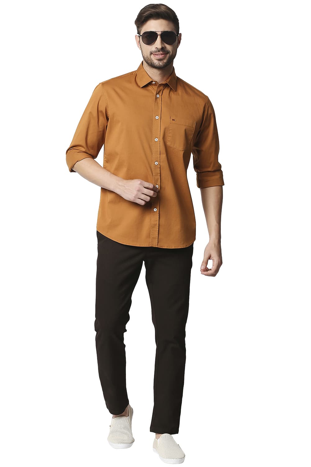 BASICS SLIM FIT TWILL STRETCH SHIRT