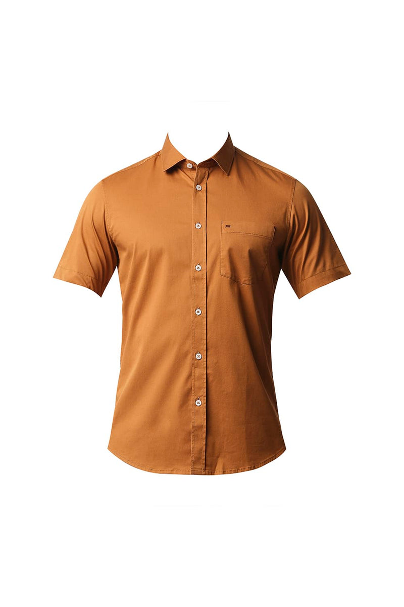 BASICS SLIM FIT TWILL STRETCH HALFSLEEVES SHIRT