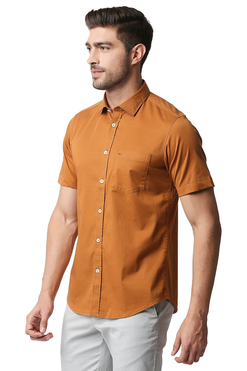 BASICS SLIM FIT TWILL STRETCH HALFSLEEVES SHIRT