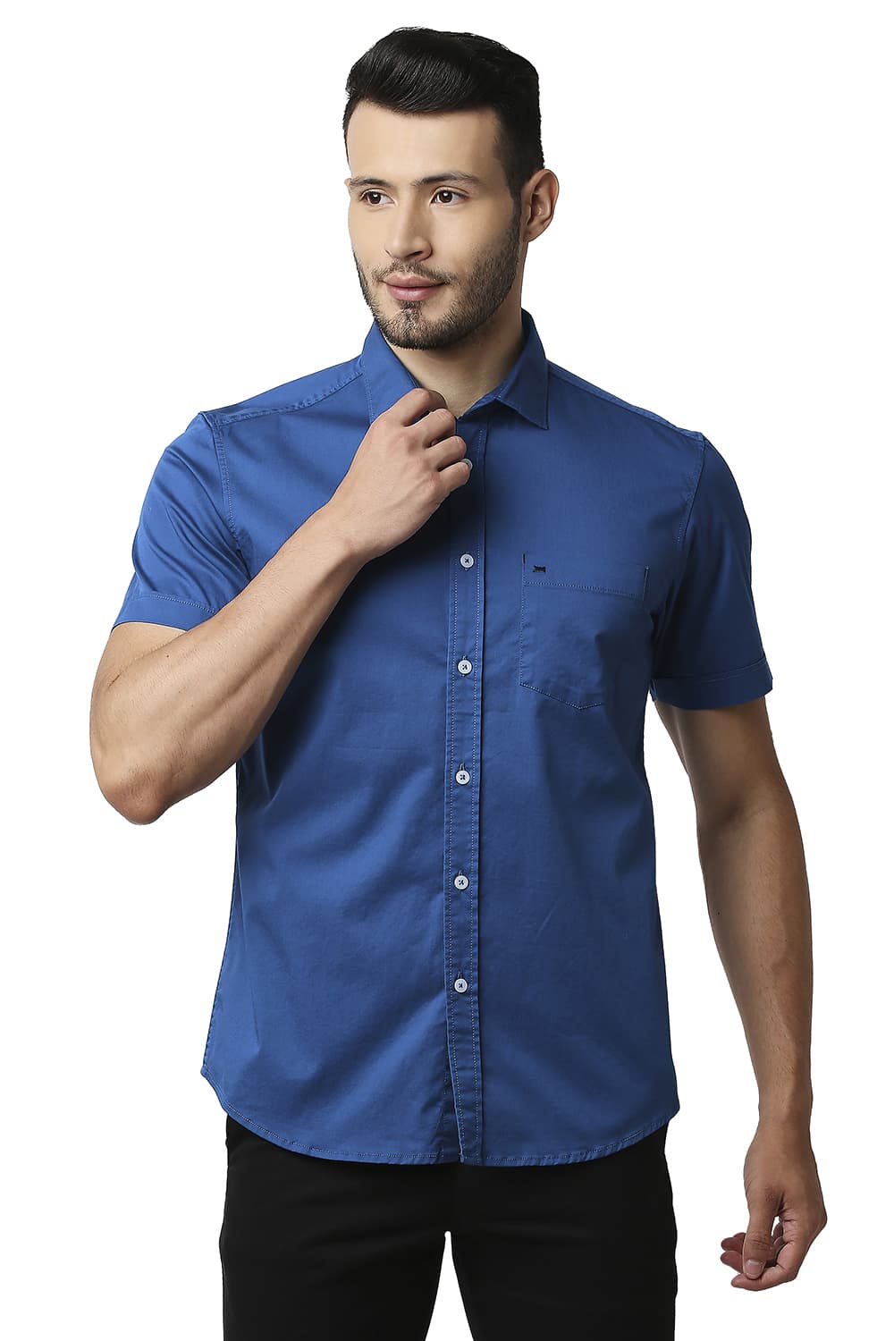 BASICS SLIM FIT TWILL STRETCH HALFSLEEVES SHIRT