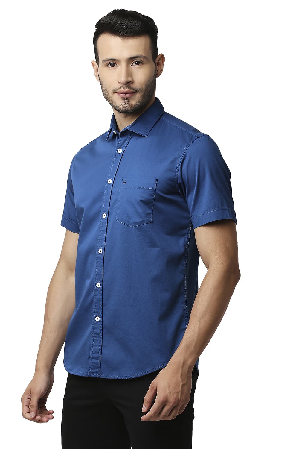 BASICS SLIM FIT TWILL STRETCH HALFSLEEVES SHIRT