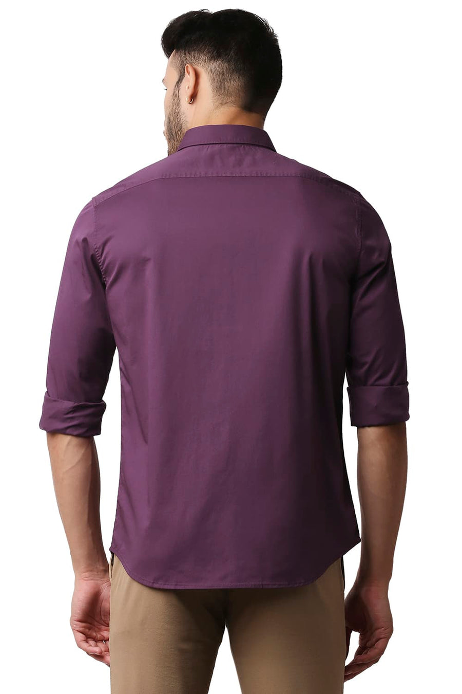 BASICS SLIM FIT PHLOX PURPLE TWILL STRETCH SHIRT
