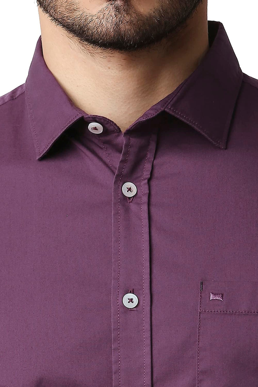 BASICS SLIM FIT PHLOX PURPLE TWILL STRETCH SHIRT