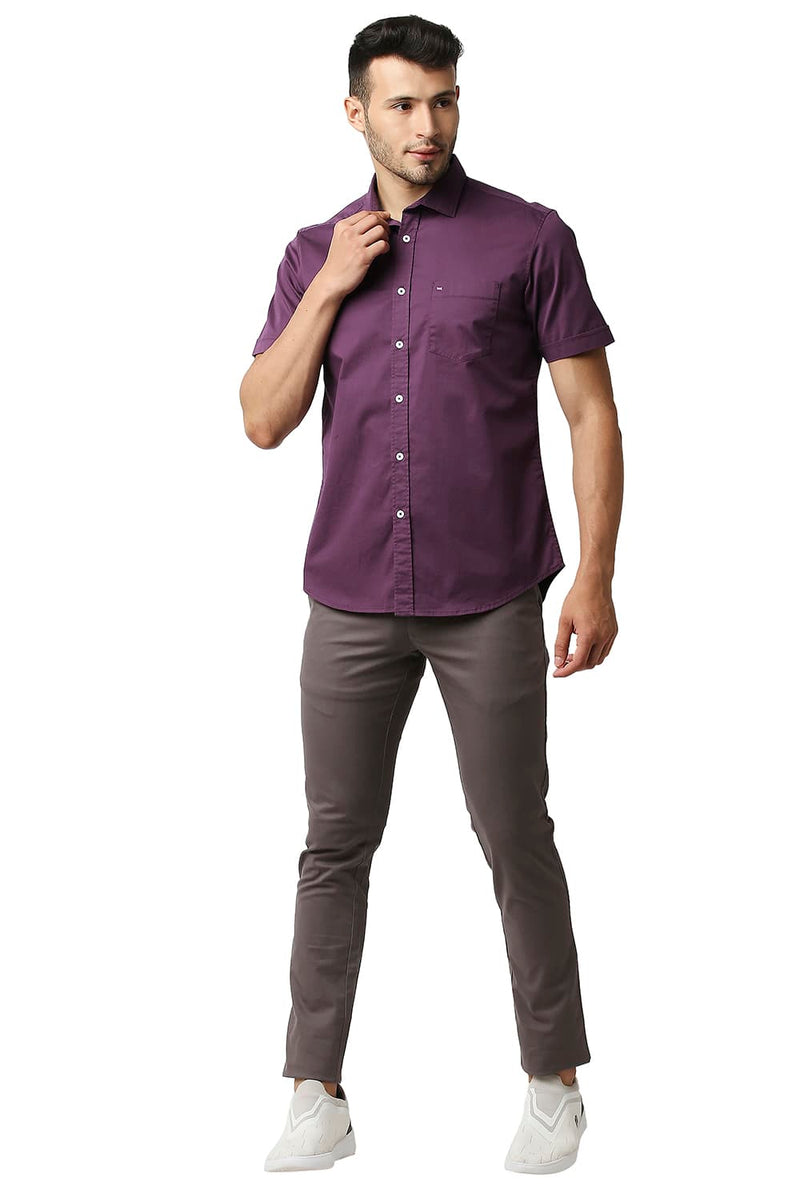 BASICS SLIM FIT TWILL STRETCH HALFSLEEVES SHIRT