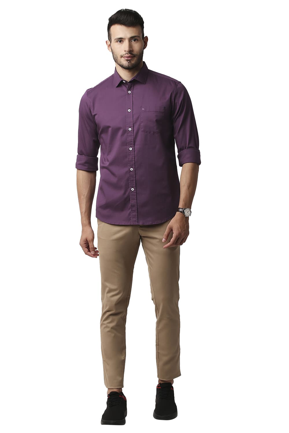 BASICS SLIM FIT TWILL STRETCH SHIRT