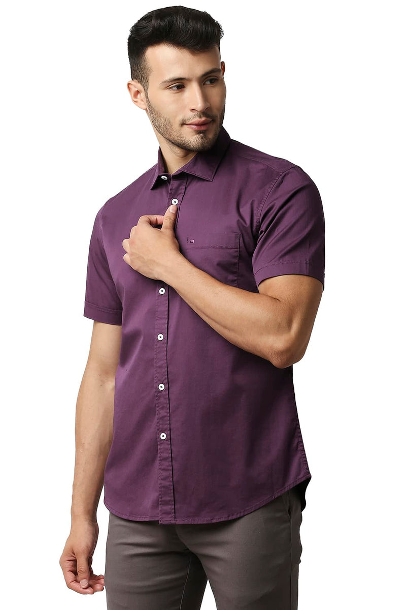 BASICS SLIM FIT TWILL STRETCH HALFSLEEVES SHIRT