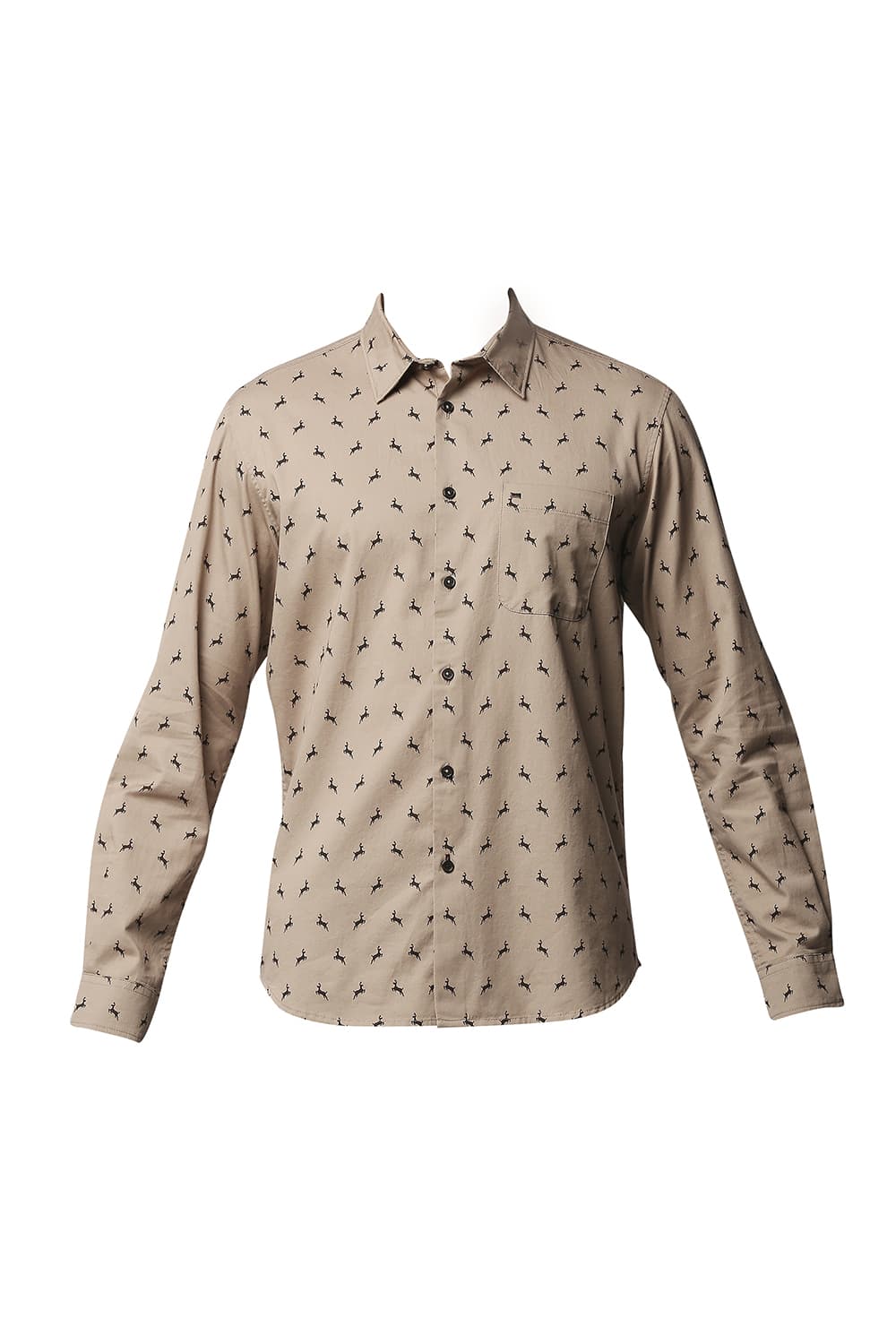 BASICS SLIM FIT TWILL PRINTED SHIRT