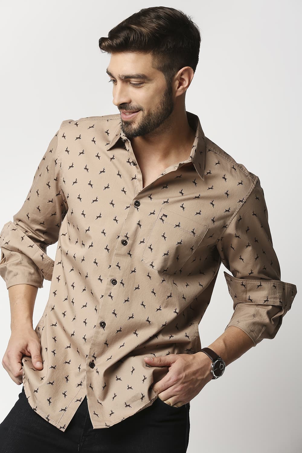 Slim Fit Twill Printed Shirt