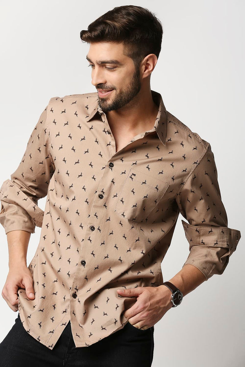 Slim Fit Twill Printed Shirt