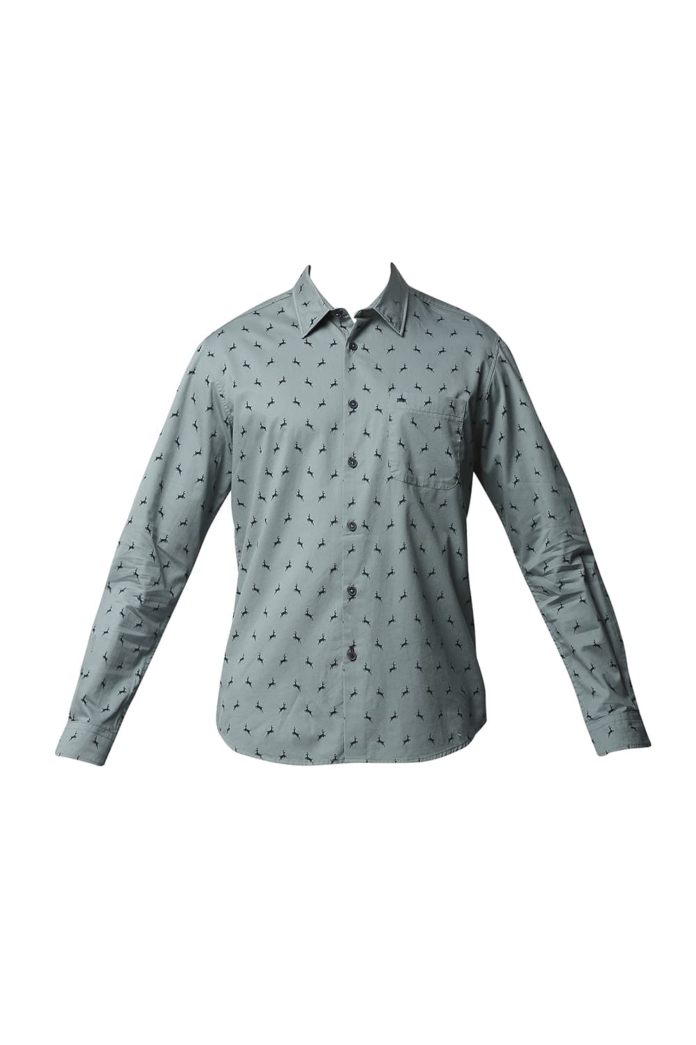 BASICS SLIM FIT TWILL PRINTED SHIRT