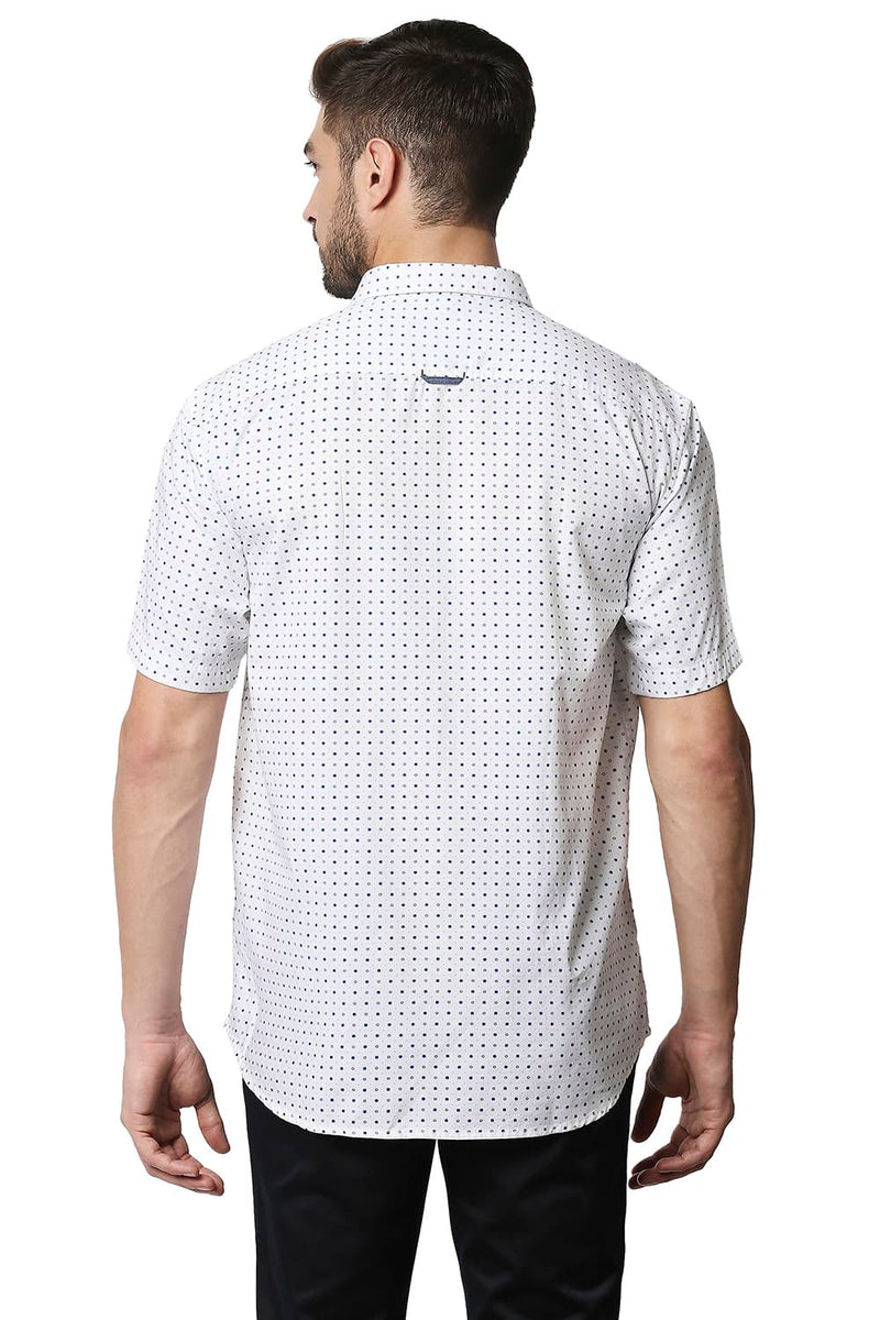 BASICS SLIM FIT TWILL PRINTED HALFSLEEVES SHIRT