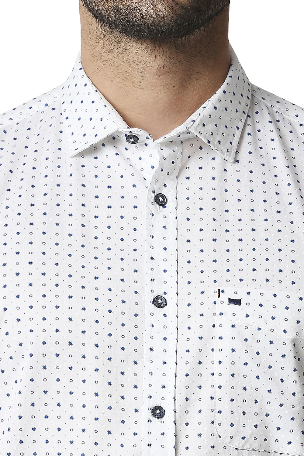 BASICS SLIM FIT TWILL PRINTED SHIRT