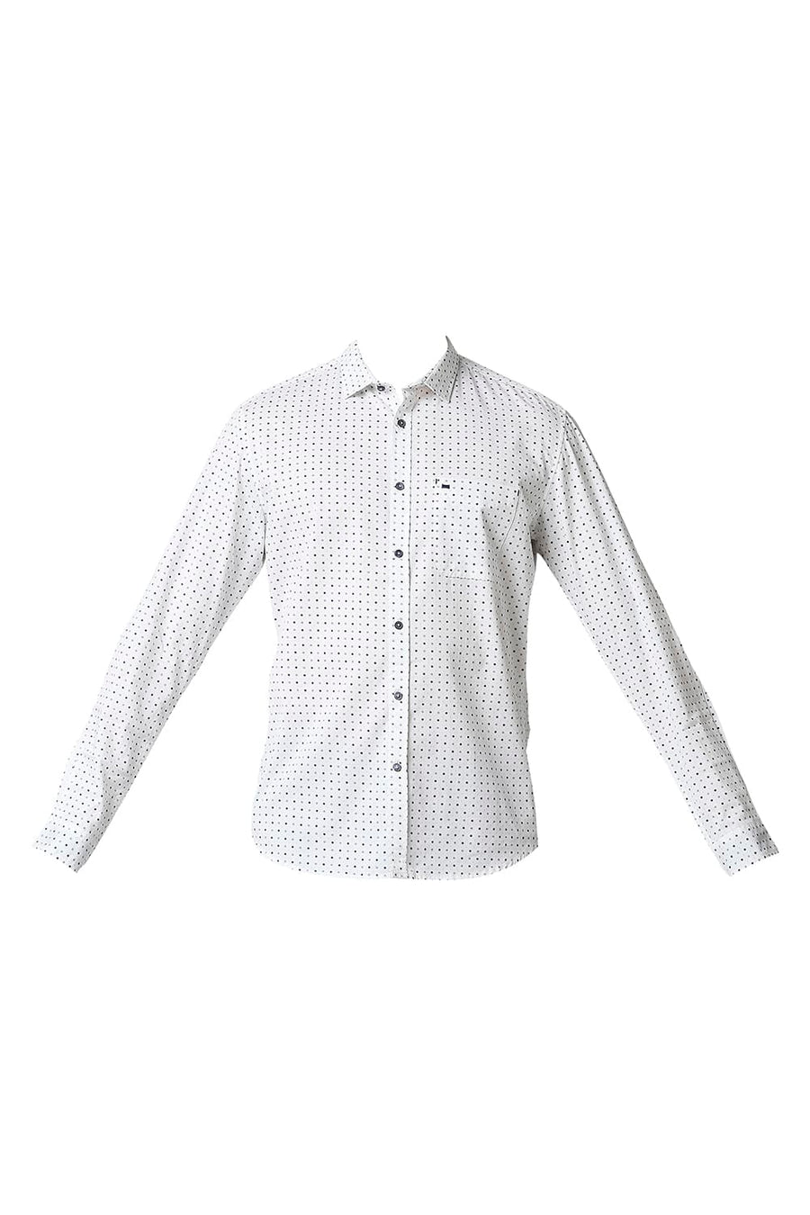 BASICS SLIM FIT SNOW WHITE TWILL PRINTED SHIRT