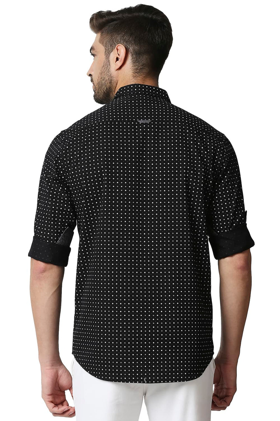 BASICS SLIM FIT MOONLIGHT BLACK TWILL PRINTED SHIRT