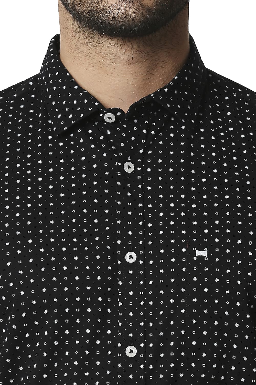 BASICS SLIM FIT TWILL PRINTED SHIRT