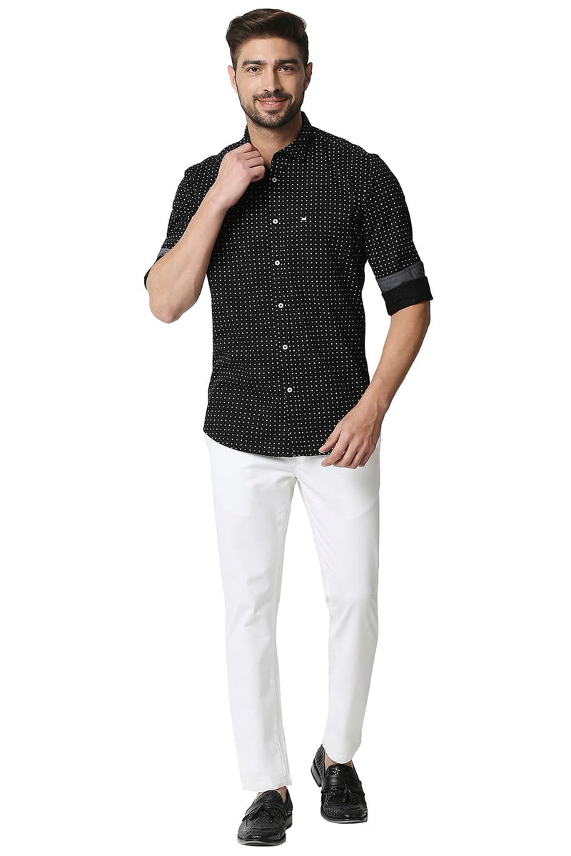 BASICS SLIM FIT TWILL PRINTED SHIRT