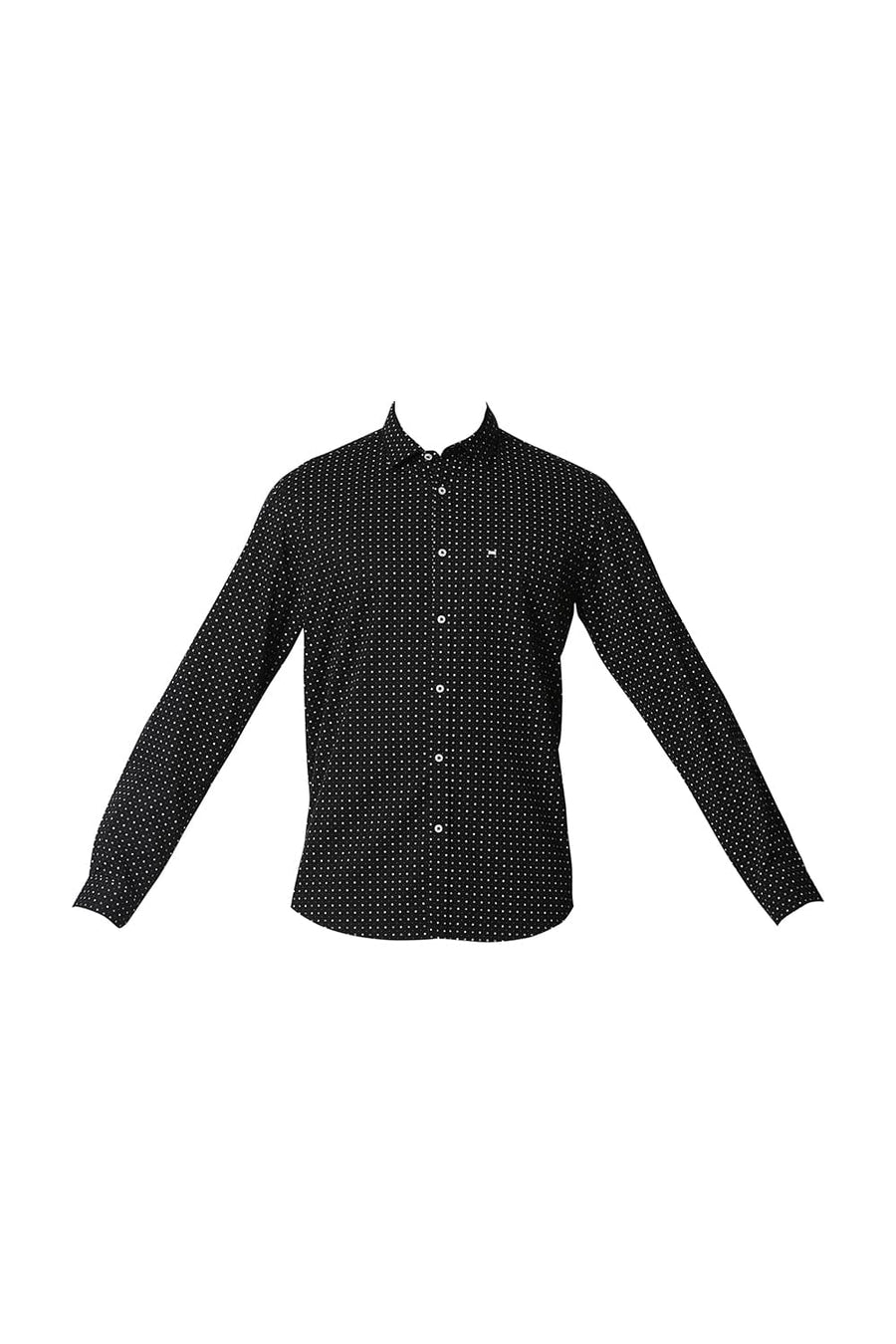 BASICS SLIM FIT MOONLIGHT BLACK TWILL PRINTED SHIRT