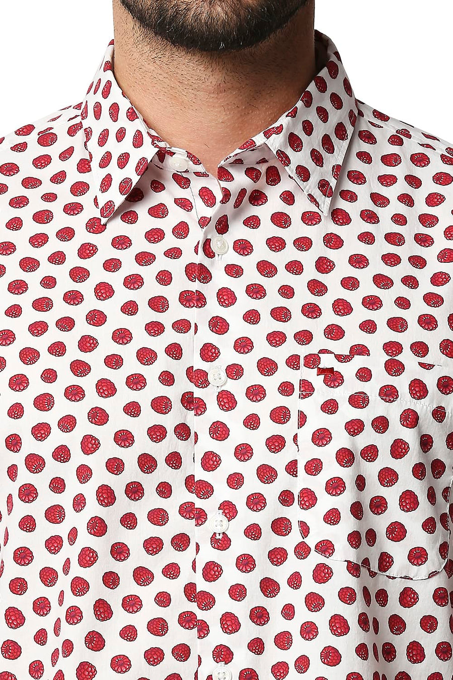BASICS SLIM FIT TRUE RED DIGITAL POPLIN PRINTED SHIRT