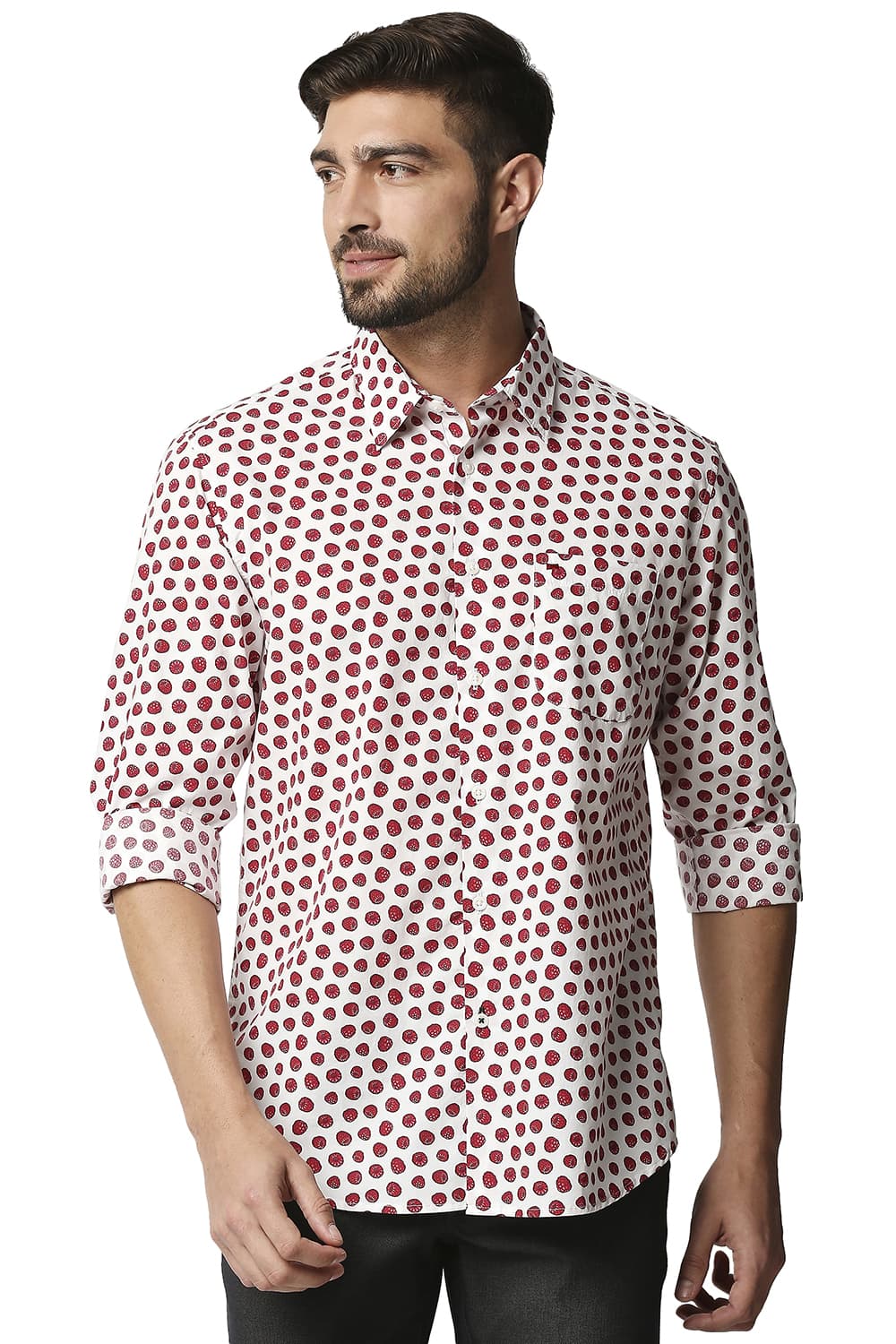 BASICS SLIM FIT DIGITAL POPLIN PRINTED SHIRT