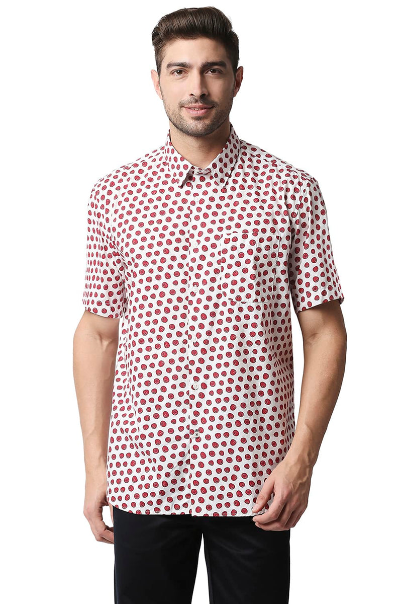 BASICS SLIM FIT DIGITAL POPLIN PRINTED SHIRT