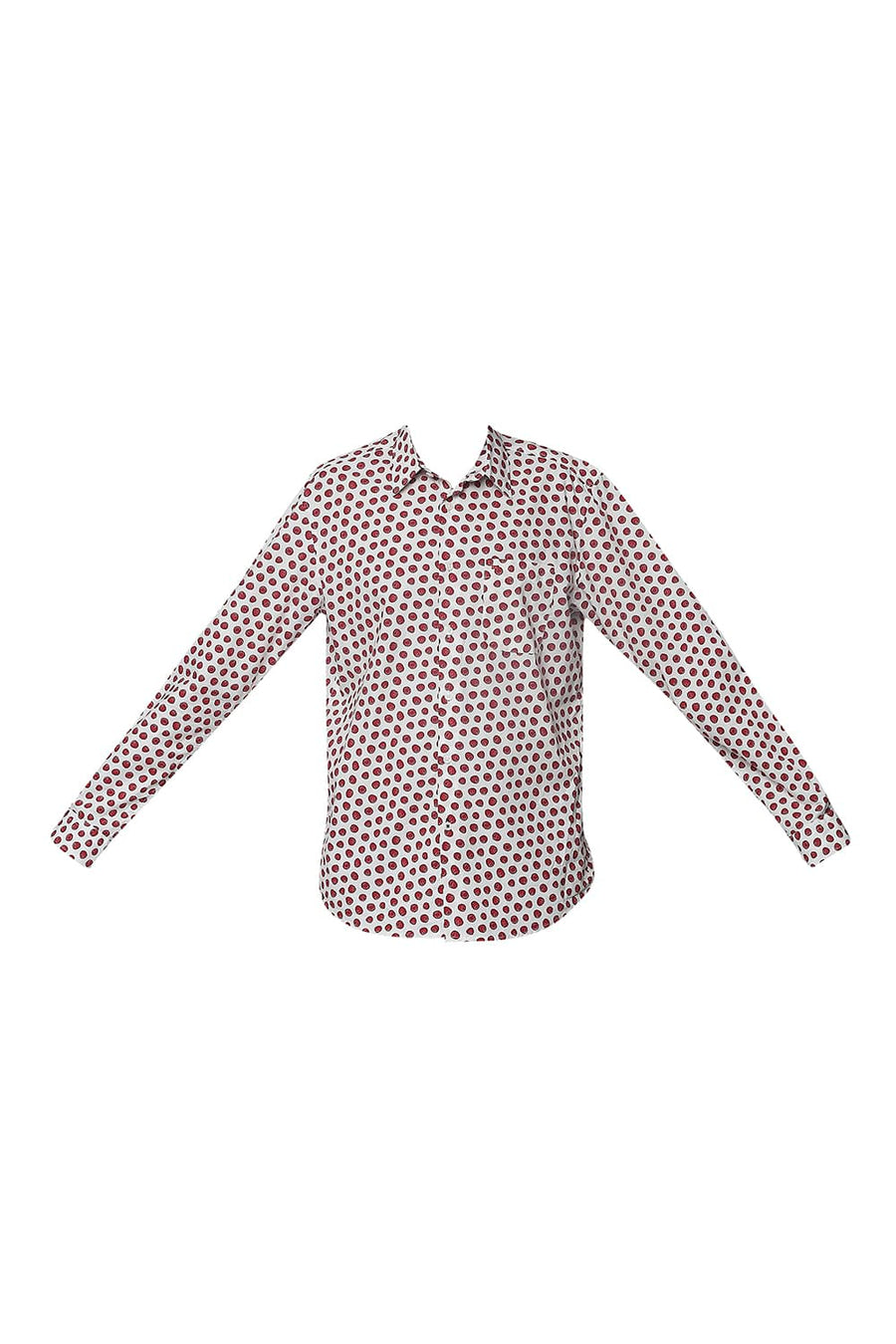 BASICS SLIM FIT TRUE RED DIGITAL POPLIN PRINTED SHIRT