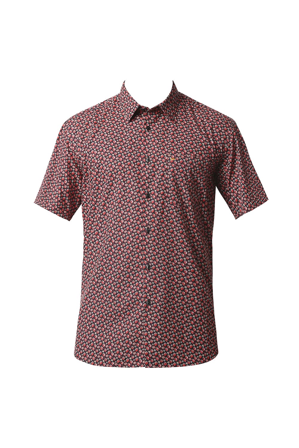 BASICS SLIM FIT DIGITAL POPLIN PRINTED HALFSLEEVES SHIRT