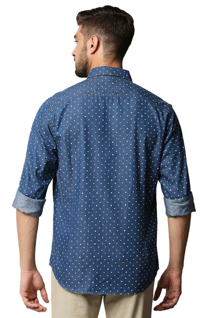 BASICS SLIM FIT ECLIPSE BLUE INDIGO PRINTED SHIRT