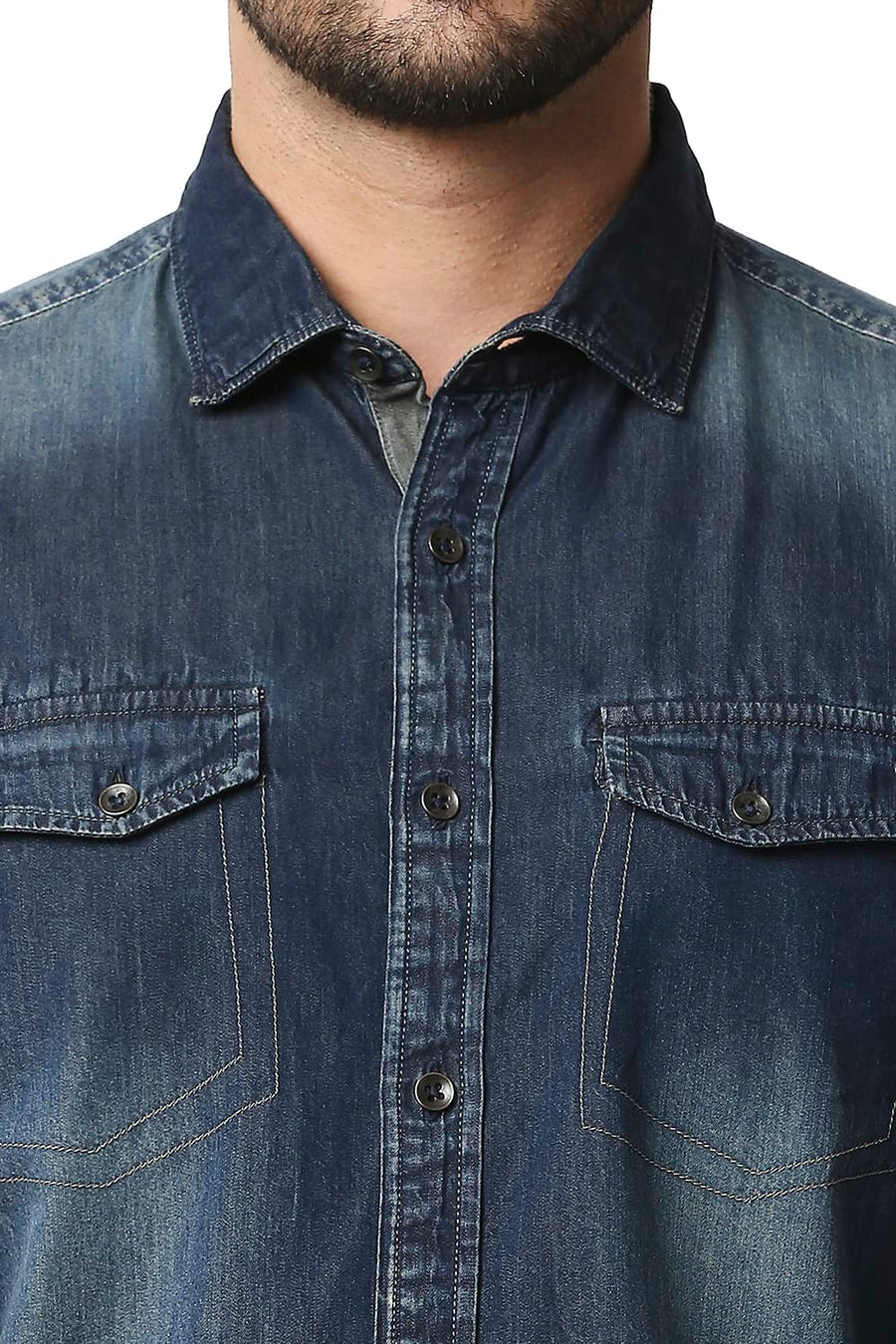 BASICS SLIM FIT BLUE IRIS INDIGO SHIRT