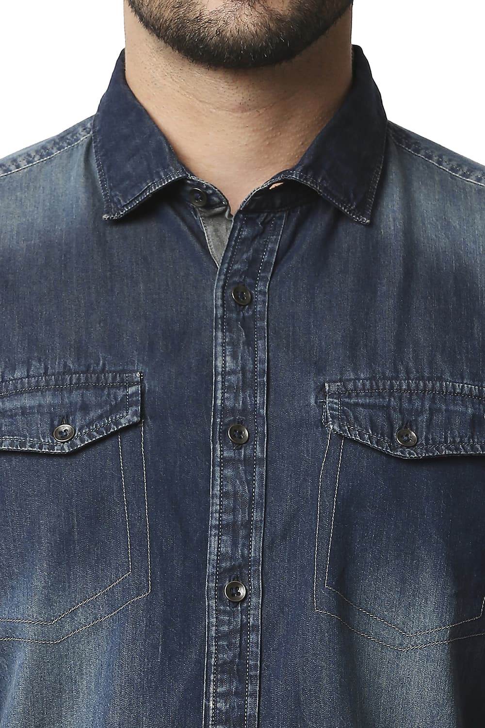 BASICS SLIM FIT INDIGO SHIRT