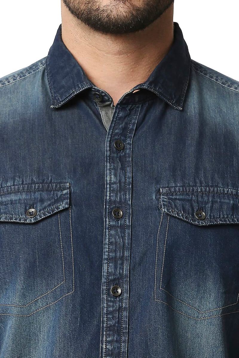 BASICS SLIM FIT INDIGO SHIRT