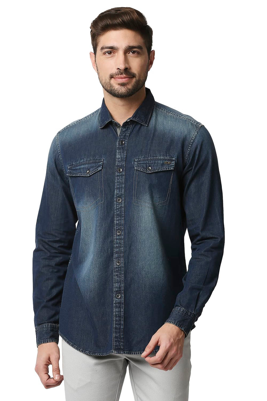 BASICS SLIM FIT BLUE IRIS INDIGO SHIRT