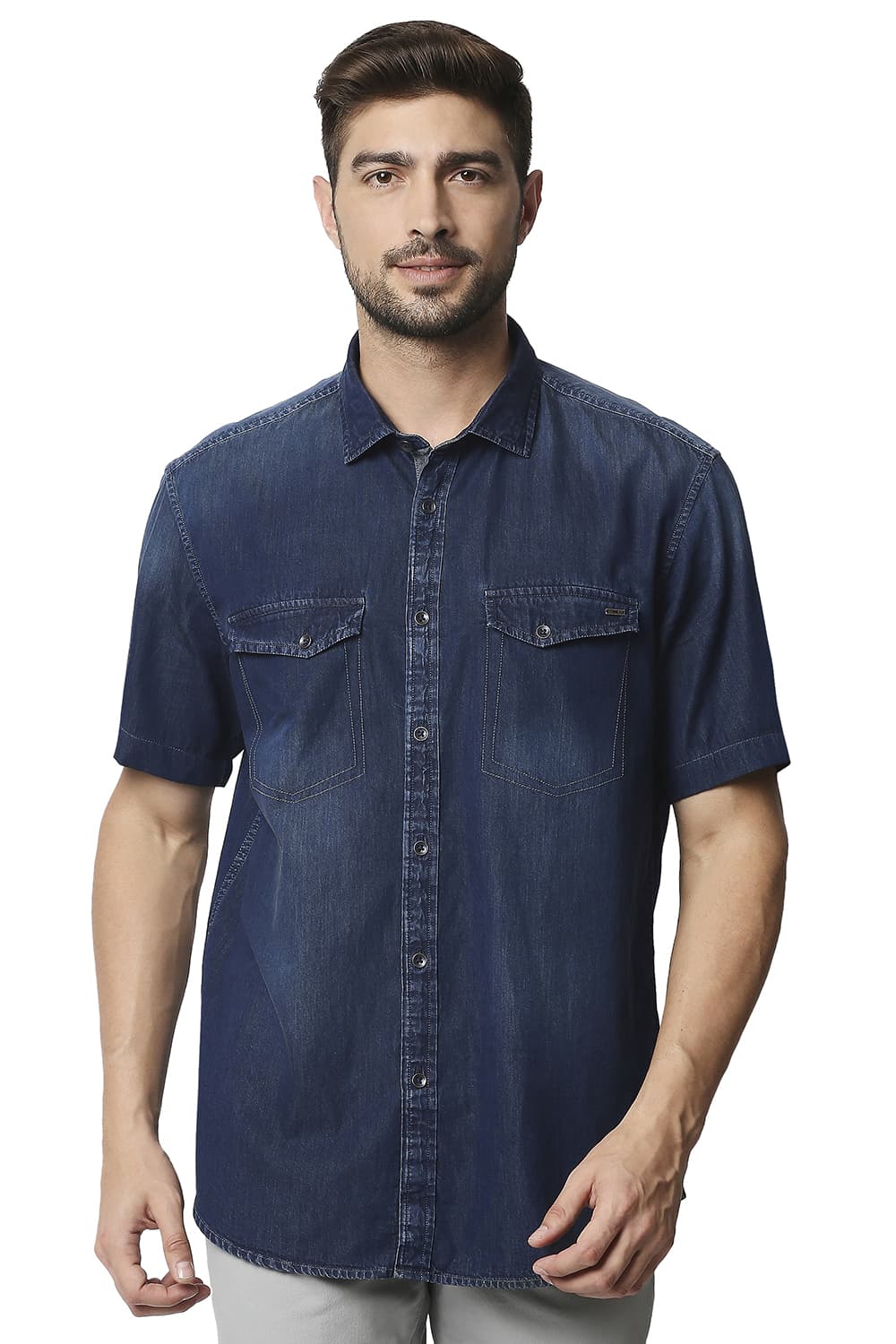 BASICS SLIM FIT INDIGO SHIRT