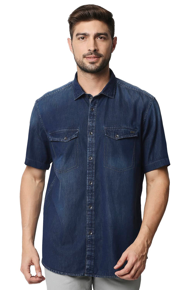 BASICS SLIM FIT INDIGO SHIRT