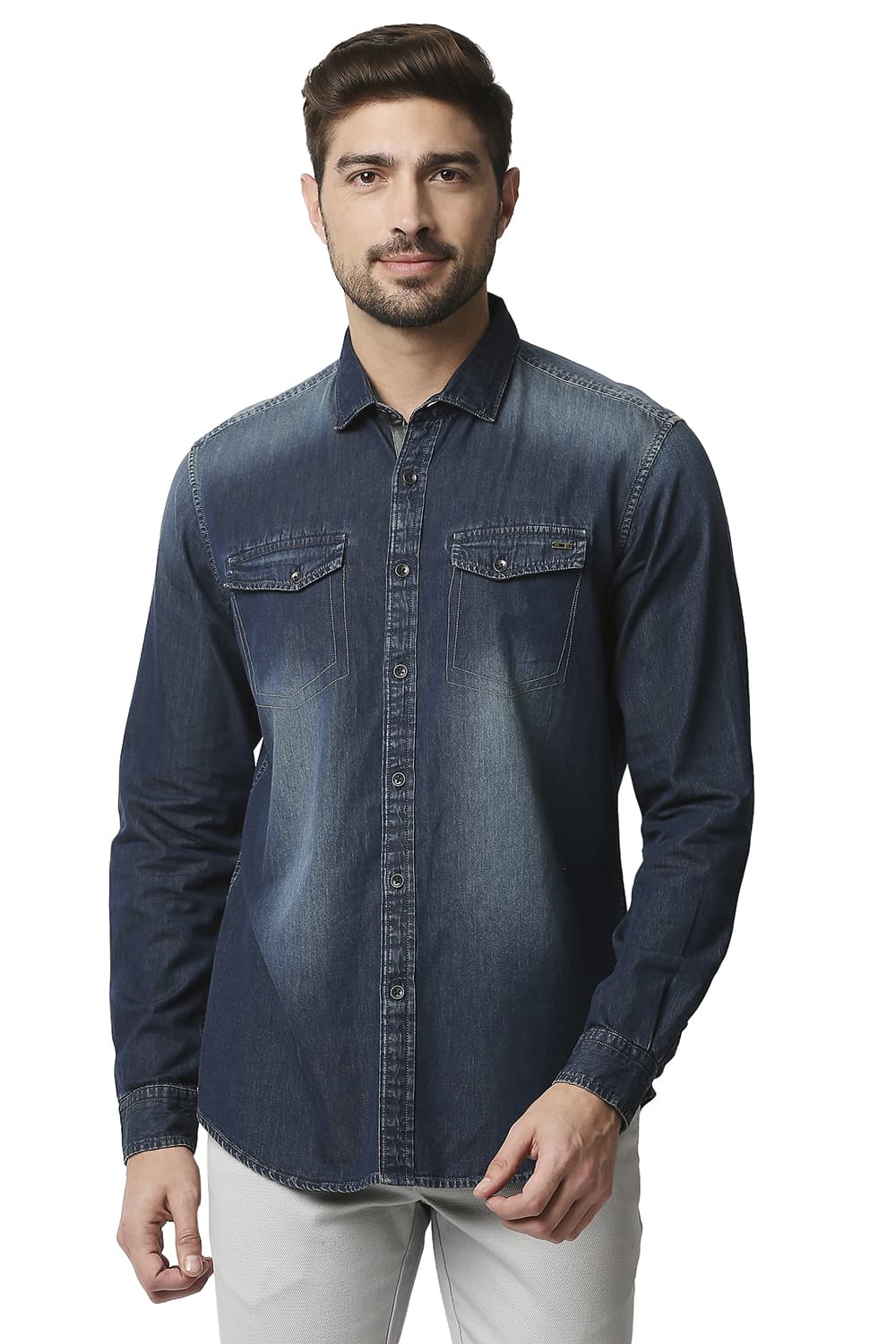 BASICS SLIM FIT INDIGO SHIRT