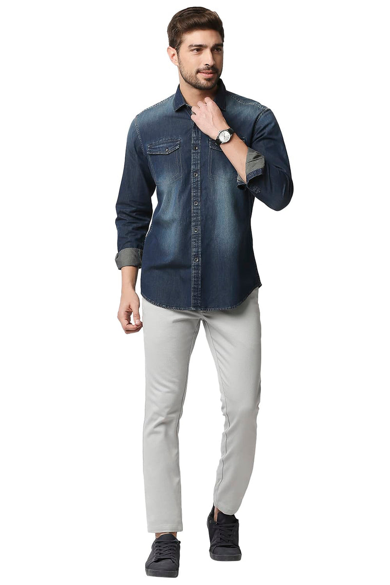 BASICS SLIM FIT INDIGO SHIRT