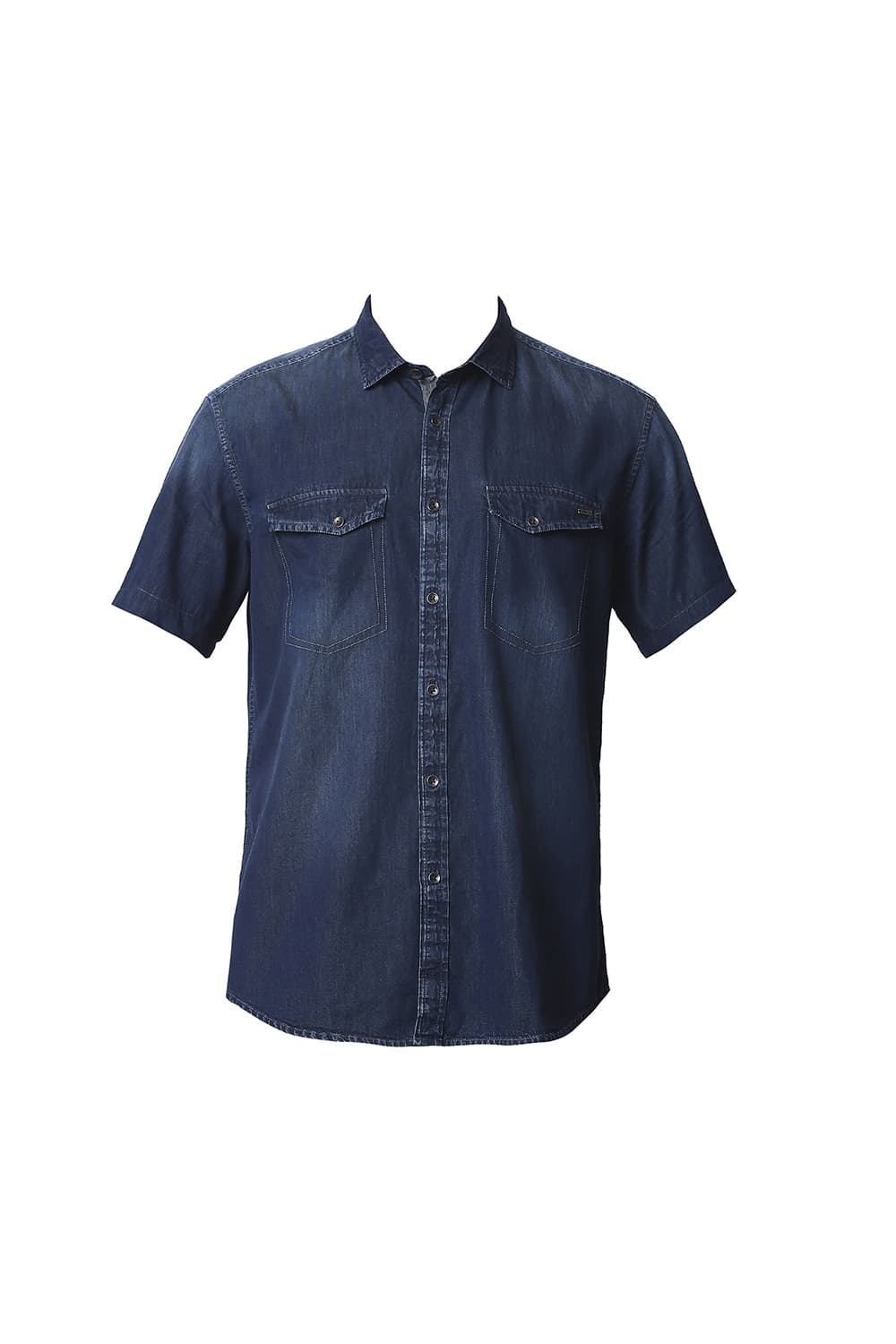 BASICS SLIM FIT INDIGO HALFSLEEVES SHIRT