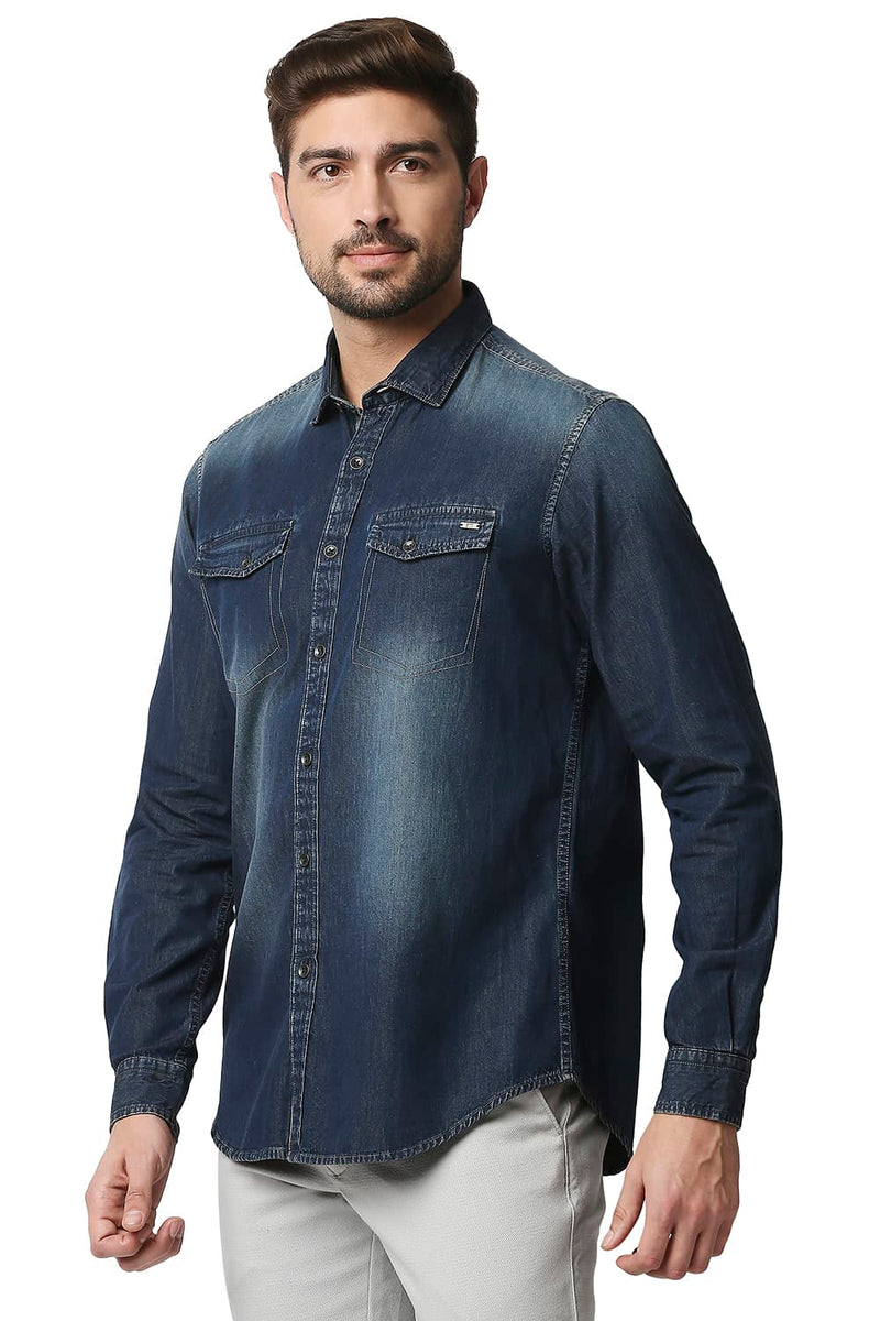 BASICS SLIM FIT INDIGO SHIRT