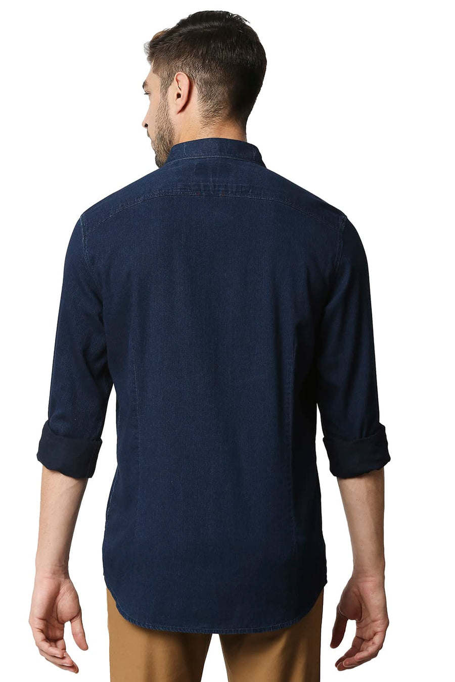 BASICS SLIM FIT PEACOAT BLUE INDIGO DOBBY SHIRT