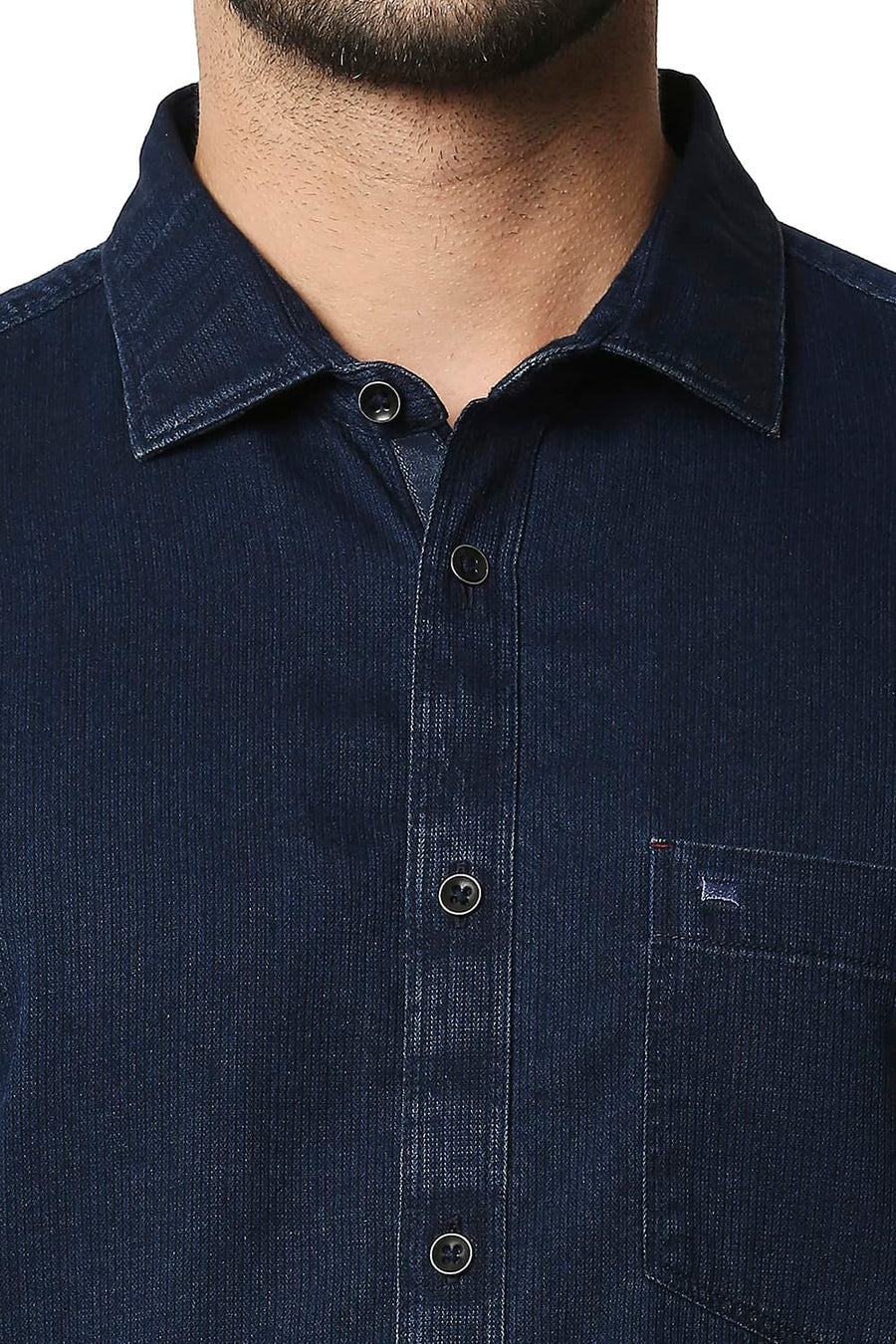 BASICS SLIM FIT PEACOAT BLUE INDIGO DOBBY SHIRT