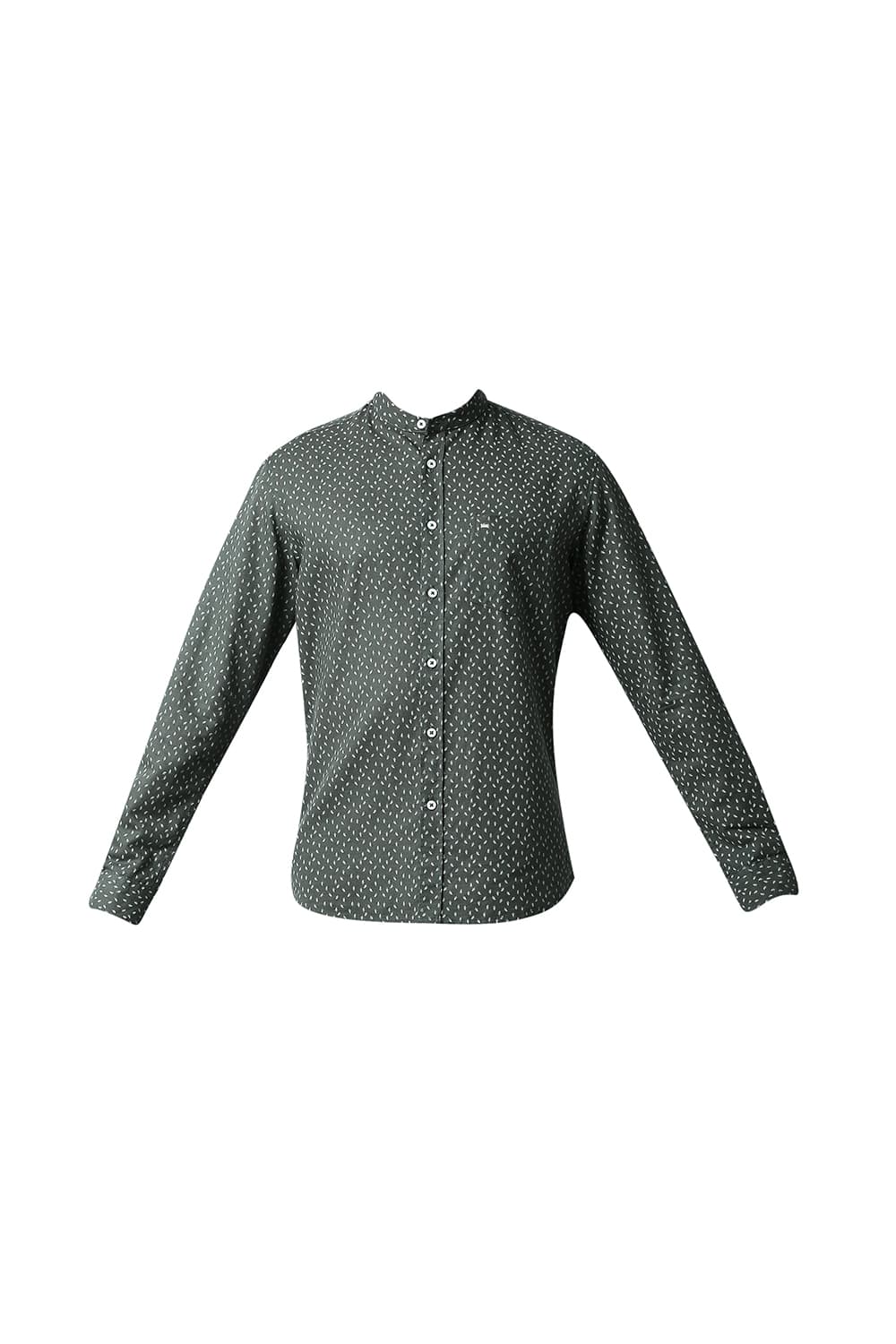 BASICS SLIM FIT COTTON HEMP PRINTED SHIRT