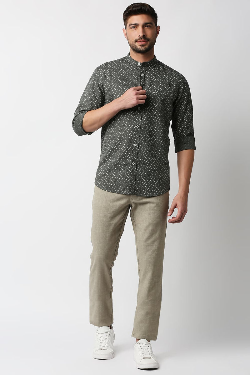 Slim Fit Cotton Hemp Printed Shirt