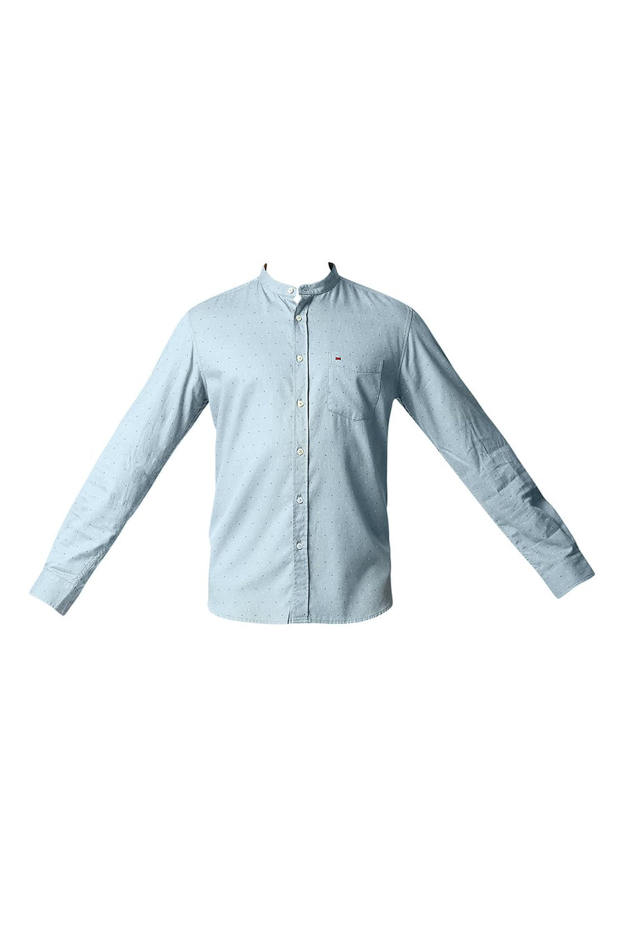 BASICS SLIM FIT QUARRY GREY DOBBY PRINTED SHIRT