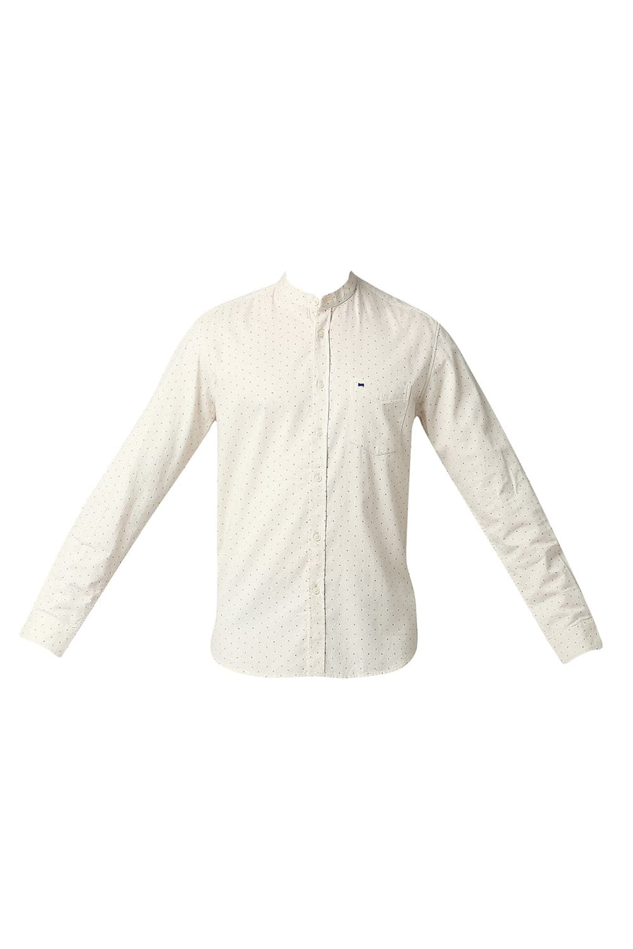 BASICS SLIM FIT CAP BEIGE DOBBY PRINTED SHIRT