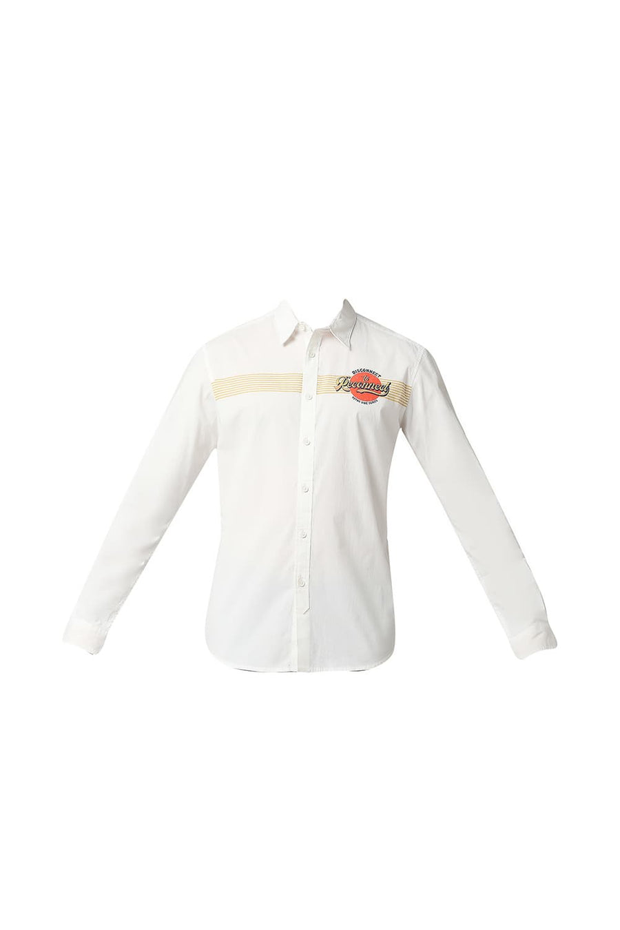 BASICS SLIM FIT LUCENT WHITE POPLIN LYCRA STRIPE SHIRT