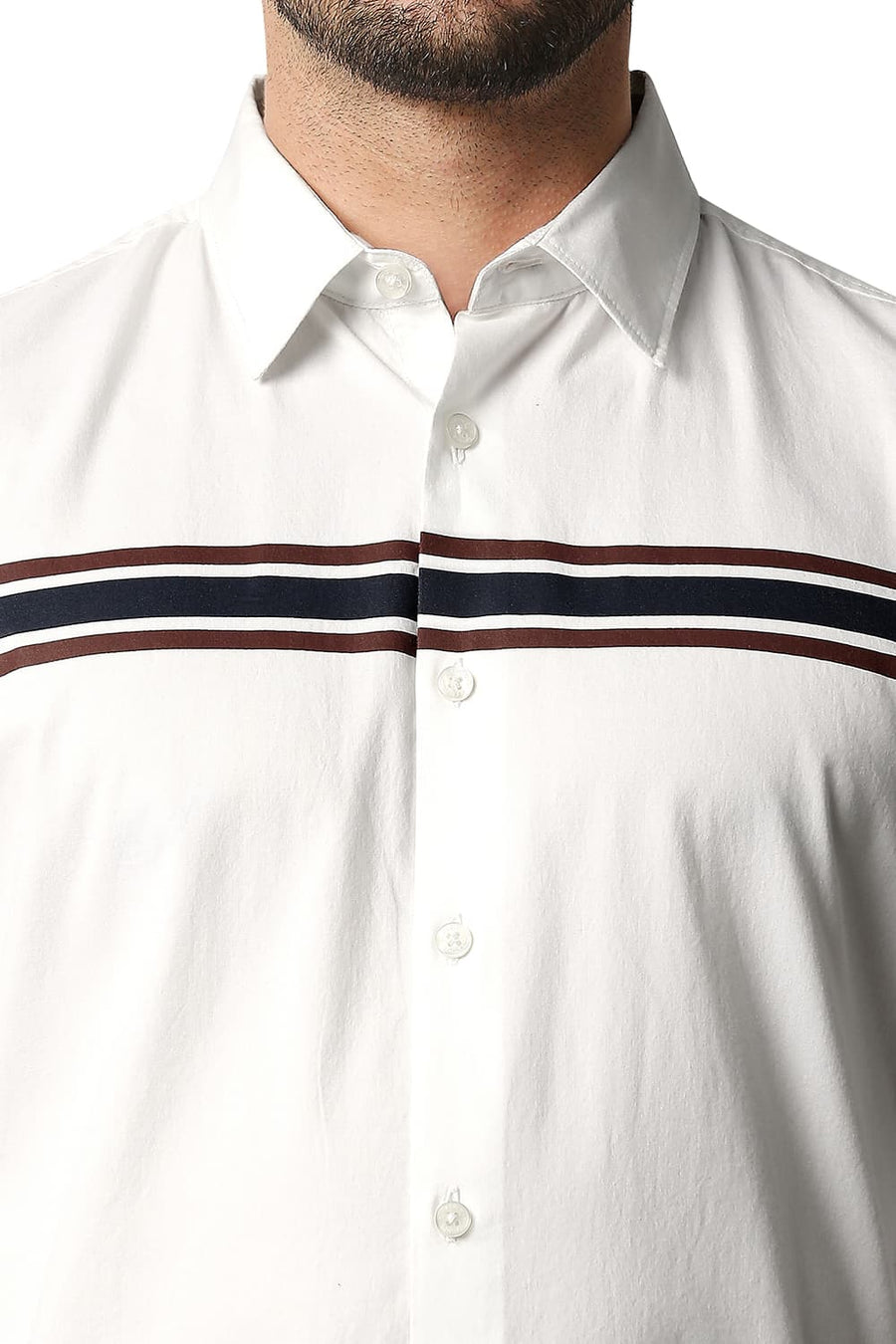 BASICS SLIM FIT CLOUD DANCER WHITE OXFORD STRIPE SHIRT